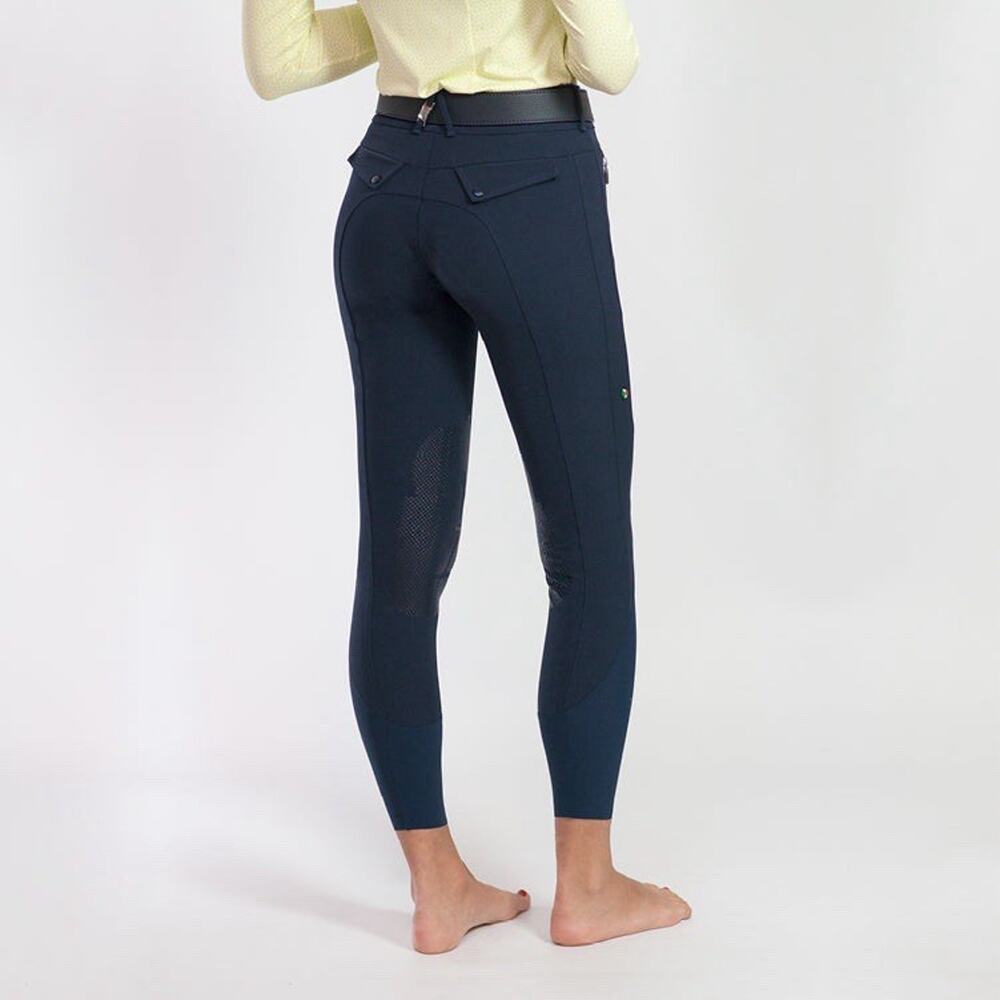 For Horses Women Riding Breeches 38 Navy Blue Knee Grip Equestrian Pants Italy